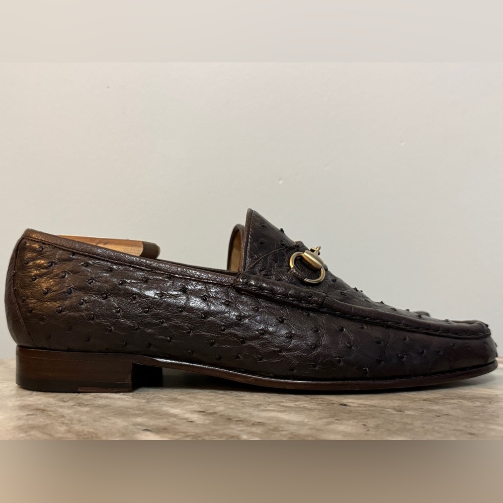 GUCCI CLASSIC HORSEBIT OSTRICH LOAFERS BROWN 1953 sz 10D EXOTIC JORDAAN - Picture 3 of 10